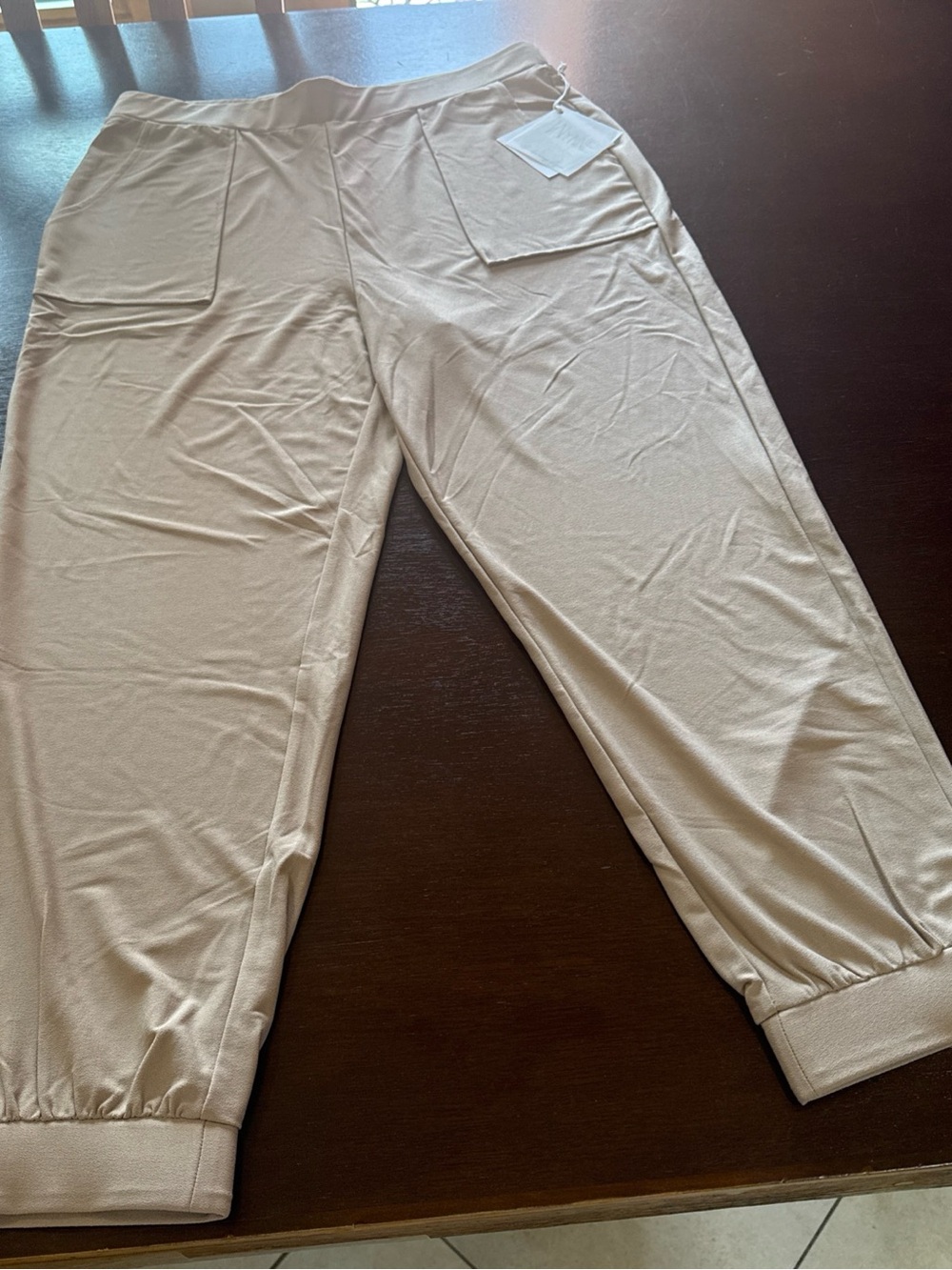 MarlaWynne Beige Relaxed Pocket Jogger Pants